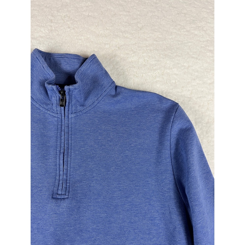 Chaps Mens Blue Striped Quarter Zip Pullover Long Sleeve Shirt Size M‎